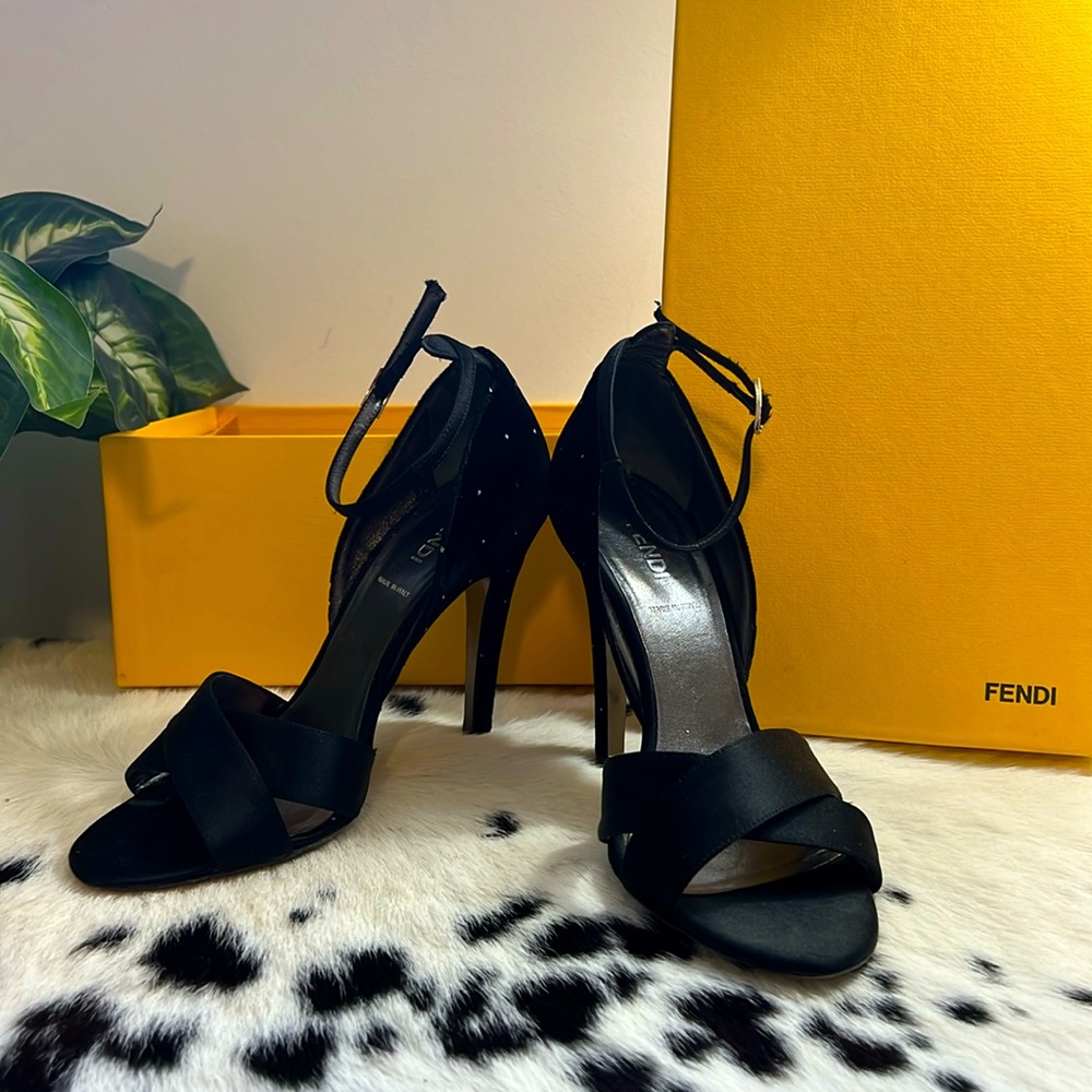 FENDI Satin & Velvet Strappy Sandals (36.5)